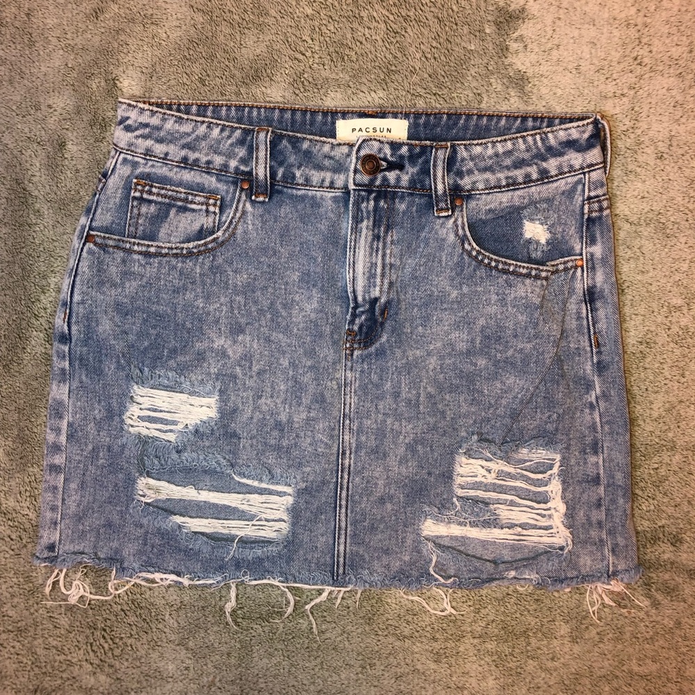 Distressed Denim Skirt
